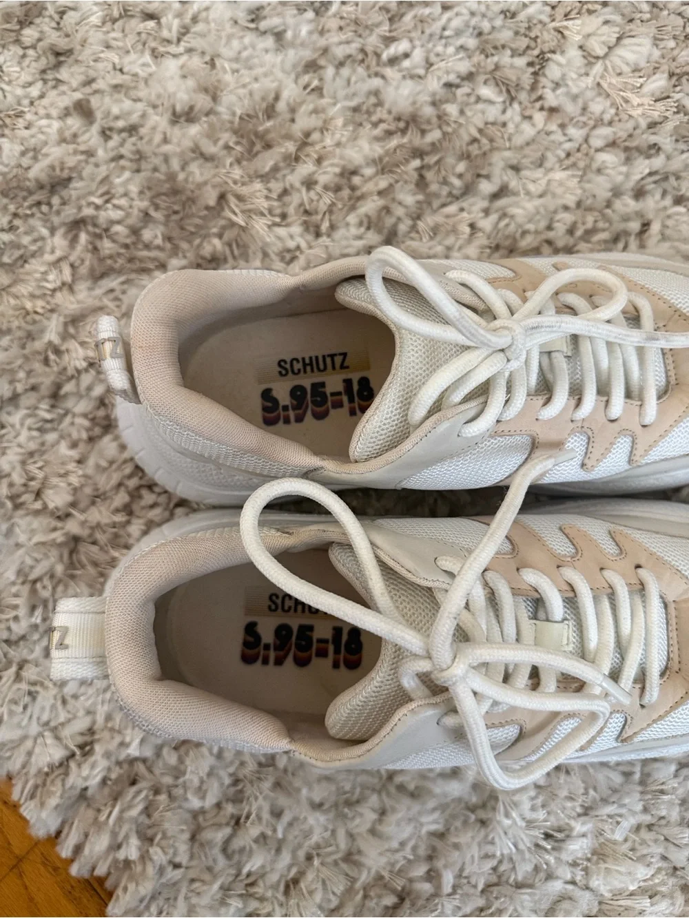 SCHUTZ Beige and White Women's Chunky Sneakers